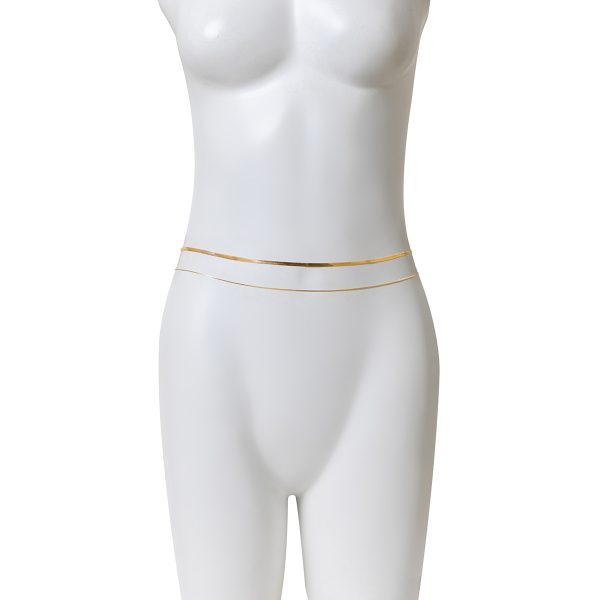 Simple double layer snake bone chain waist chain，Gold Silver Double Chain Stacking、hot girl