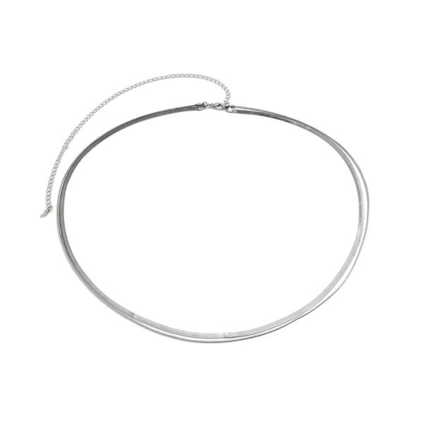 Simple double layer snake bone chain waist chain，Gold Silver Double Chain Stacking、hot girl