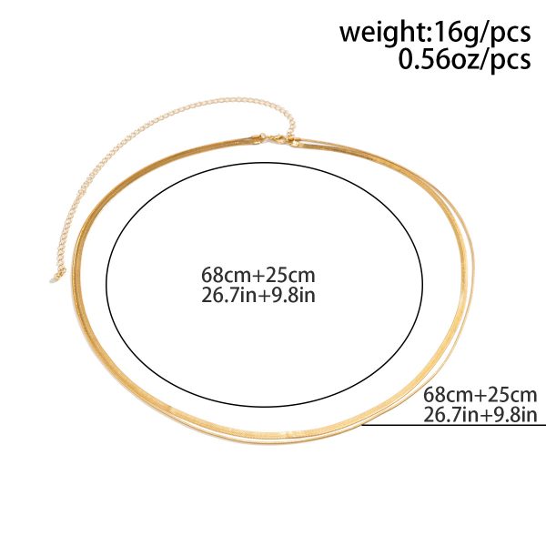 Simple double layer snake bone chain waist chain，Gold Silver Double Chain Stacking、hot girl