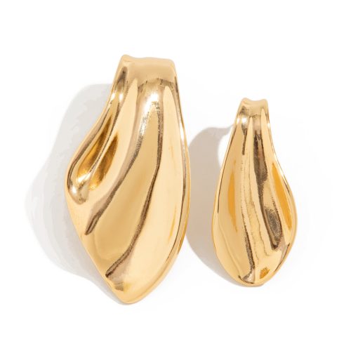 Ins stytle liquid pleated earrings，Minimalist glossy design