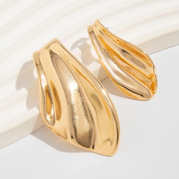 Ins stytle liquid pleated earrings，Minimalist glossy design