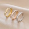 High-end light luxury full-star diamond ring female 18K non-fading titanium steel zircon couple ring hand jewelry