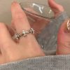 Alloy synthetic zircon ring cross flash diamond ring versatile simple opening ring