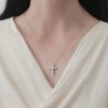 925silver cross hight-grade hip-hop full diamond chain ins style clavicle chain