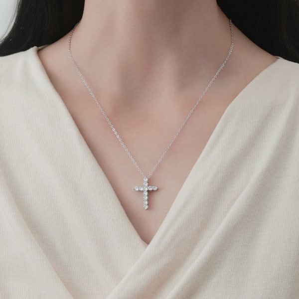 925silver cross hight-grade hip-hop full diamond chain ins style clavicle chain