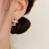 French retro fashion simple design full diamond cross ear buckle personality unique versatile cold wind ear ring female