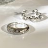 Alloy synthetic zircon ring cross flash diamond ring versatile simple opening ring