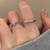 Alloy synthetic zircon ring cross flash diamond ring versatile simple opening ring
