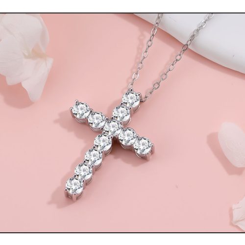 925silver cross hight-grade hip-hop full diamond chain ins style clavicle chain