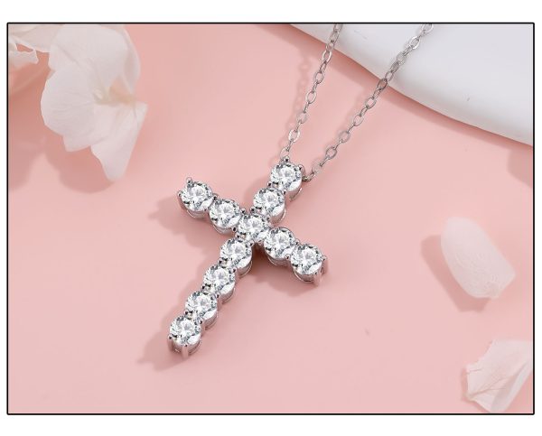925silver cross hight-grade hip-hop full diamond chain ins style clavicle chain