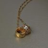 Double ring small waist full diamond fashion light luxury women's versatile clavicle chain
