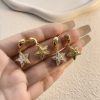 French light luxury star temperament earrings double star shining personality tassel earrings