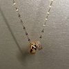 Double ring small waist full diamond fashion light luxury women's versatile clavicle chain
