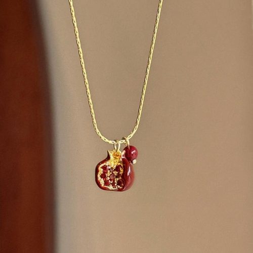 Retor and versatile niche angora red pomegranate pearl pendant
