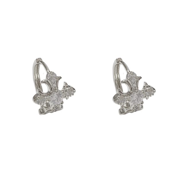 French retro fashion simple design full diamond cross ear buckle personality unique versatile cold wind ear ring female