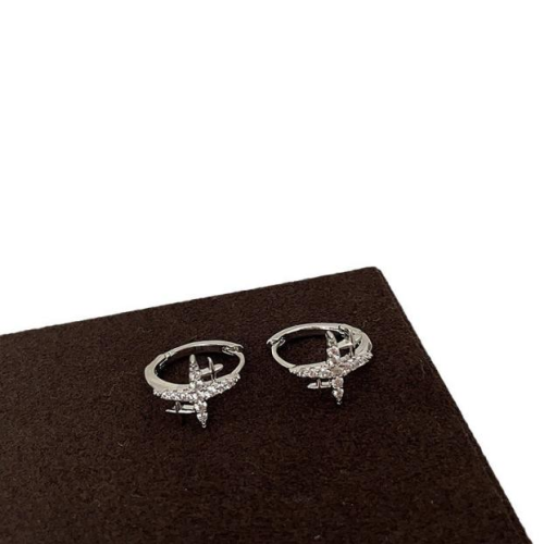 Light luxury glitter zircon four-pointed star ear buckle women's earrings