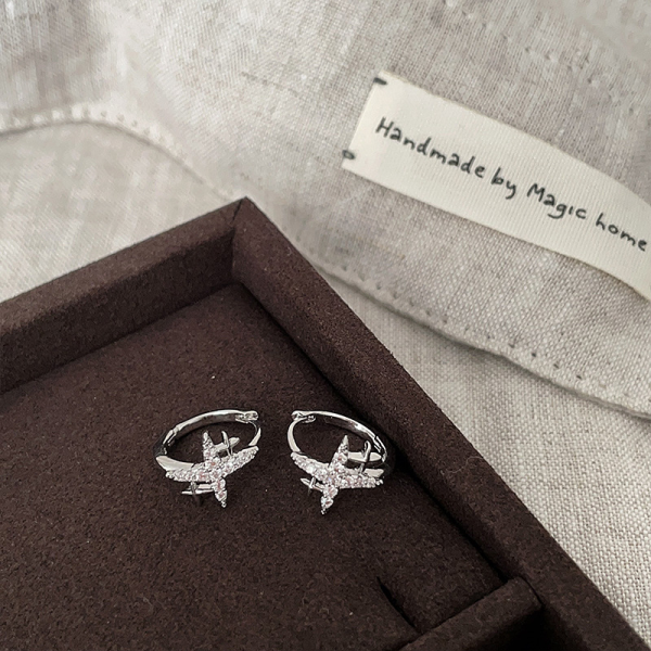 Light luxury glitter zircon four-pointed star ear buckle women's earrings
