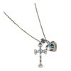 French Hot Girl Ice Blue Love Cross Pendant Necklace Women's Sweet Cool Collarbone Chain