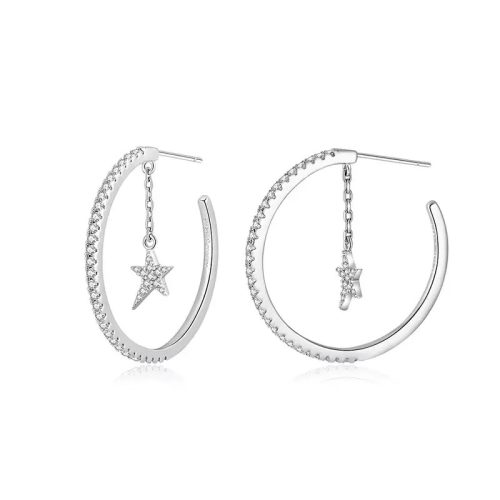 Personality Simple Small Ring Hoop Star Earrings Female Niche Fashion Design Sense Earrings