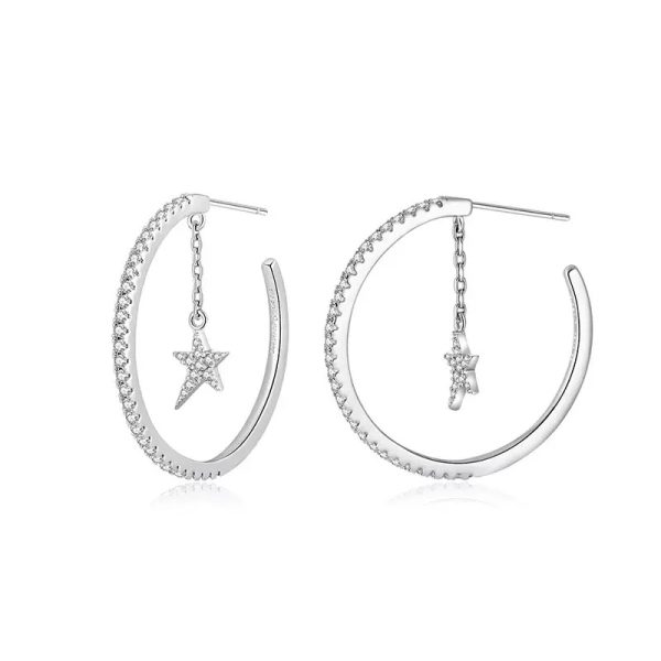 Personality Simple Small Ring Hoop Star Earrings Female Niche Fashion Design Sense Earrings