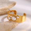 Niche Irregular Wide-faced Natural Stone Pearl Opening Hollow Bracelet Personality