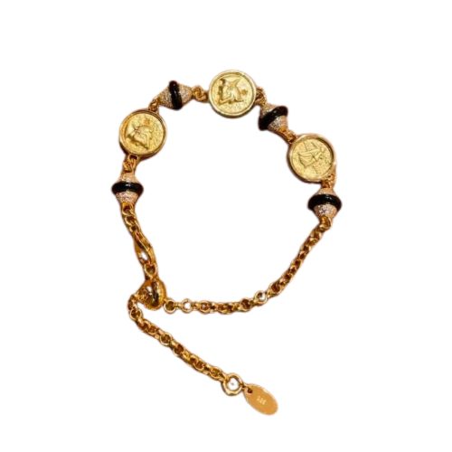 Ancient Greek Engraved Ancient Coin Black Gold Bracelet Women's High-end Light Luxury Versatile