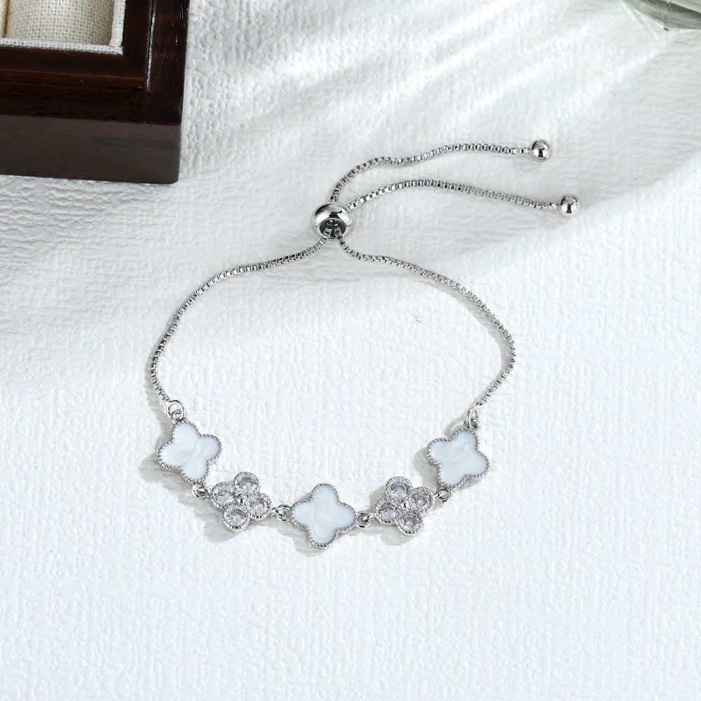 Micro-inlaid Zircon Sweet White Flower Bracelet Feminine Ins Niche Design Sense Personality Versatile Hand Jewelry