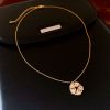 Real Gold Stone Flower Pendant Necklace Light Luxury Fashion Clavicle Chain Simple And Versatile