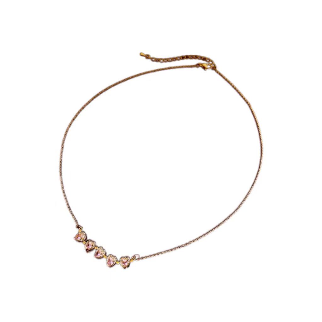 Real Gold Stone Flower Pendant Necklace Light Luxury Fashion Clavicle Chain Simple And Versatile
