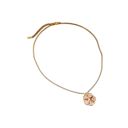Real Gold Stone Flower Pendant Necklace Light Luxury Fashion Clavicle Chain Simple And Versatile