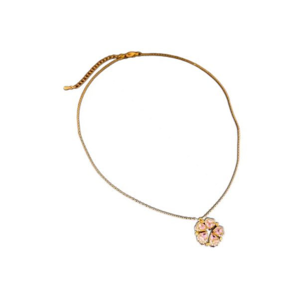 Real Gold Stone Flower Pendant Necklace Light Luxury Fashion Clavicle Chain Simple And Versatile