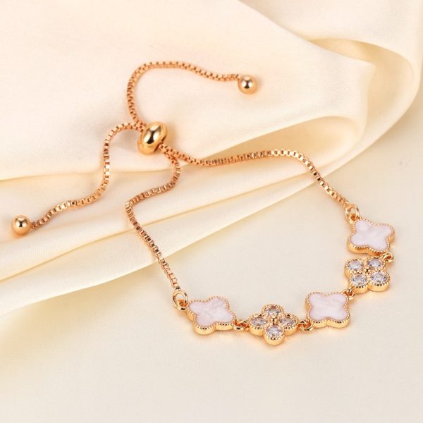 Micro-inlaid Zircon Sweet White Flower Bracelet Feminine Ins Niche Design Sense Personality Versatile Hand Jewelry