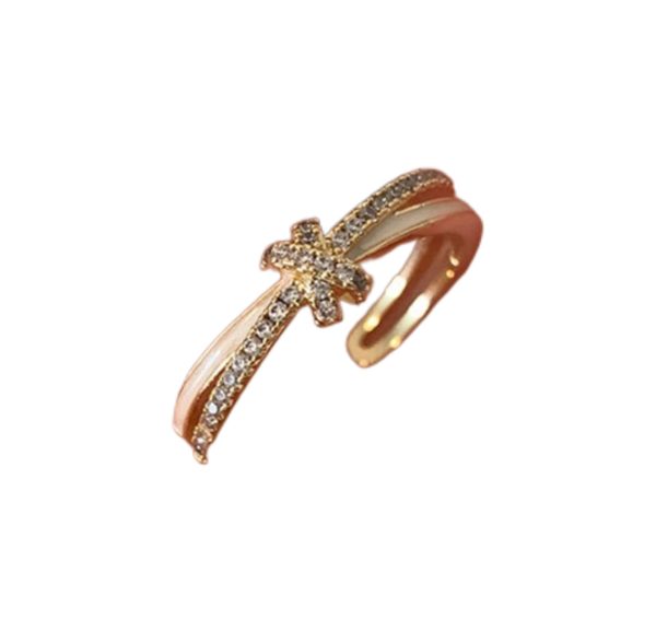 Niche Design Sense Oil Drip Knotted Double-Layer Open Ring Female Exquisite Fashion Temperament Versatile Ring