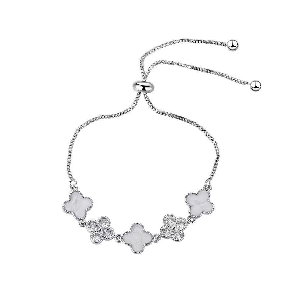Micro-inlaid Zircon Sweet White Flower Bracelet Feminine Ins Niche Design Sense Personality Versatile Hand Jewelry