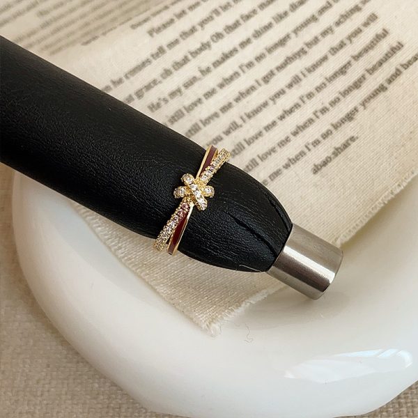 Niche Design Sense Oil Drip Knotted Double-Layer Open Ring Female Exquisite Fashion Temperament Versatile Ring