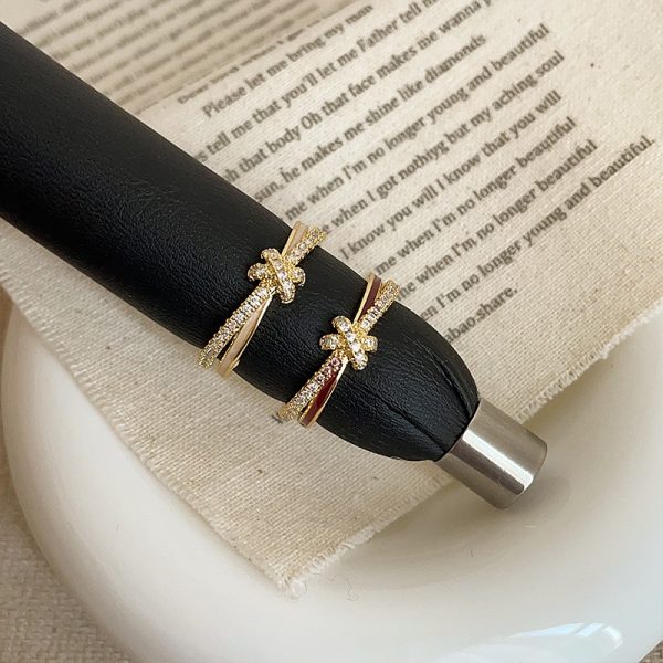 Niche Design Sense Oil Drip Knotted Double-Layer Open Ring Female Exquisite Fashion Temperament Versatile Ring