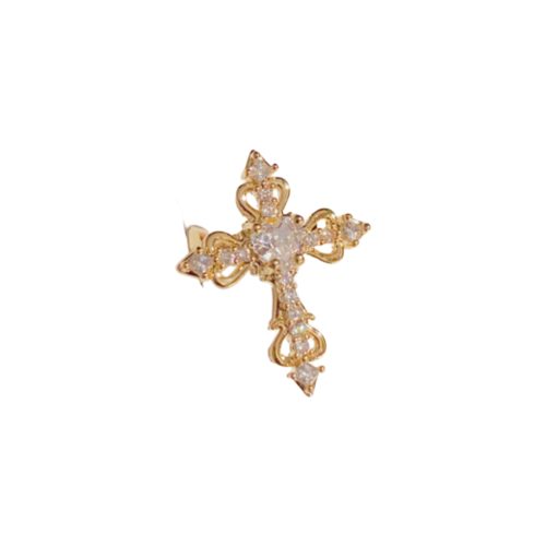 Small Crowd Temperament Fashion Versatile Design Sense Full Diamond Cross Ear Bone Clip Exquisite Light Luxury Super Flash