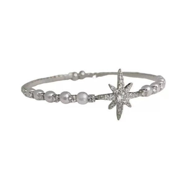 Retro Eight-Pointed Star Pearl Bracelet Exquisite Light Luxury Versatile Opening Adjustable