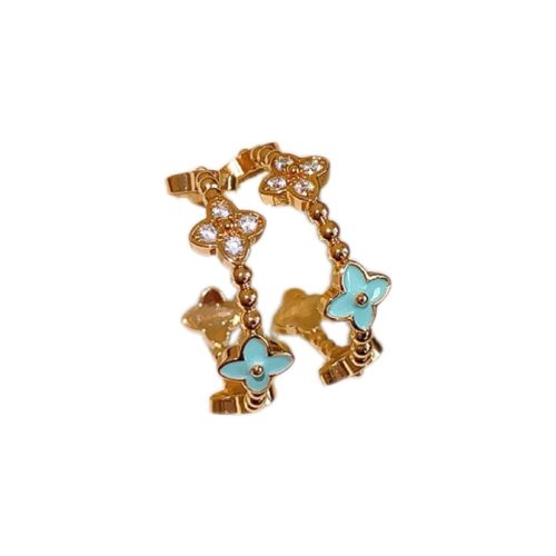 Stone Drop Oil Diamond-Shaped Geometric Flower Stud Earrings Female Niche Exquisite Temperament Earrings