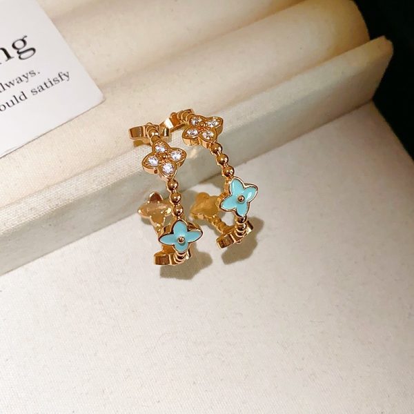 Stone Drop Oil Diamond-Shaped Geometric Flower Stud Earrings Female Niche Exquisite Temperament Earrings