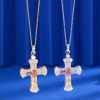 Full Of Diamonds Colorful Stone Cross Clavicle Chain Necklace Women's Versatile Necklace