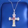 Full Of Diamonds Colorful Stone Cross Clavicle Chain Necklace Women's Versatile Necklace