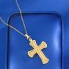 Full Of Diamonds Colorful Stone Cross Clavicle Chain Necklace Women's Versatile Necklace