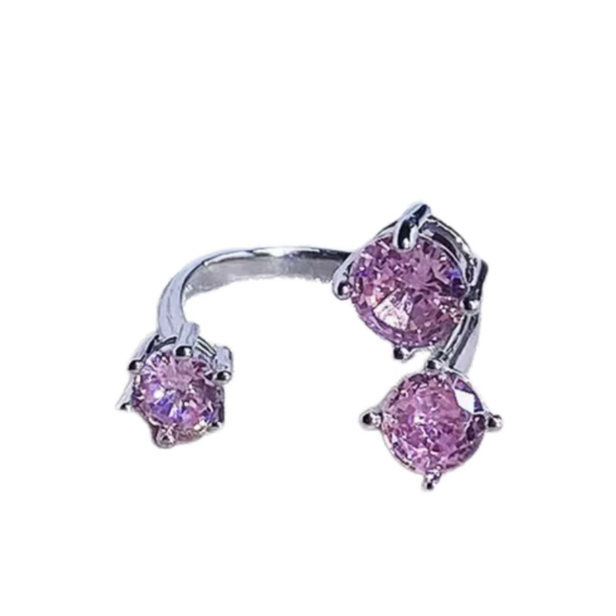 Multi-color full diamond opening ring light luxury high-end super flash niche design ring