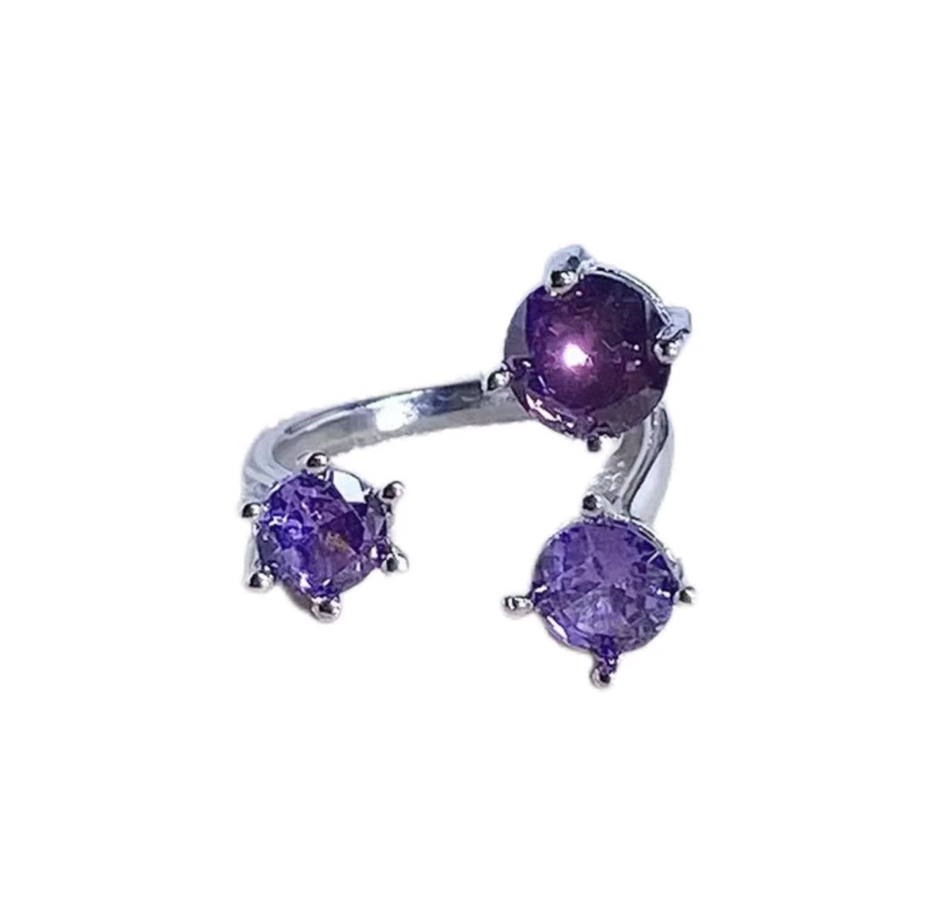 Multi-color full diamond opening ring light luxury high-end super flash niche design ring