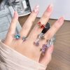 Multi-color Full Diamond Opening Ring Light Luxury High-end Super Flash Niche Design Ring