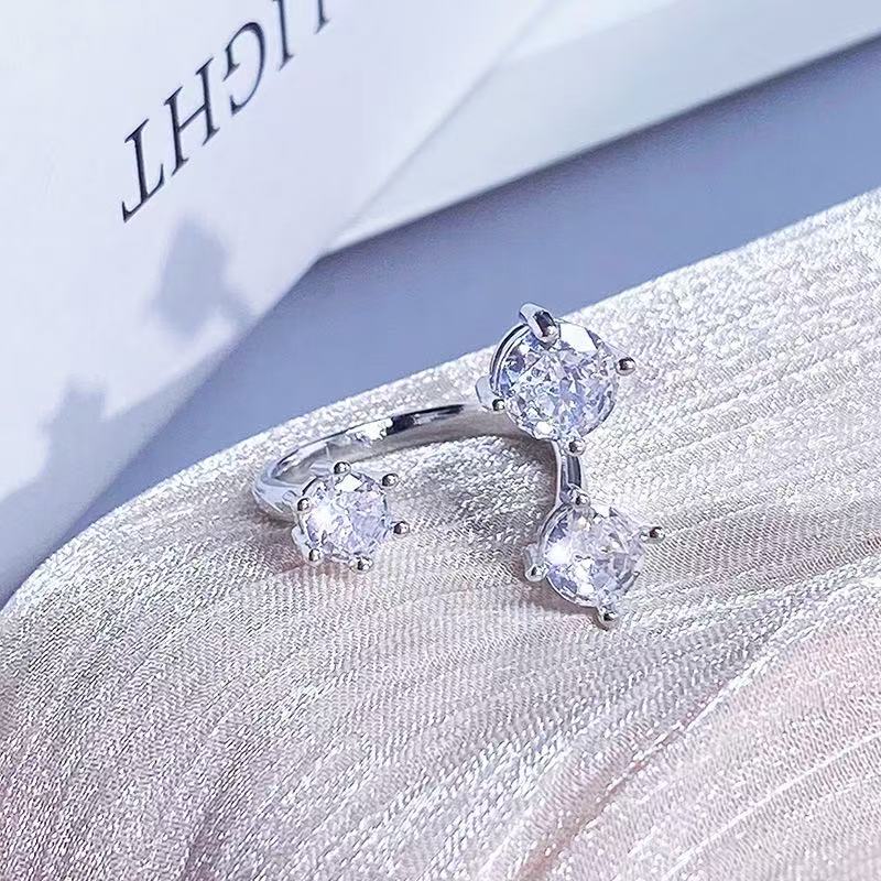 Multi-color full diamond opening ring light luxury high-end super flash niche design ring