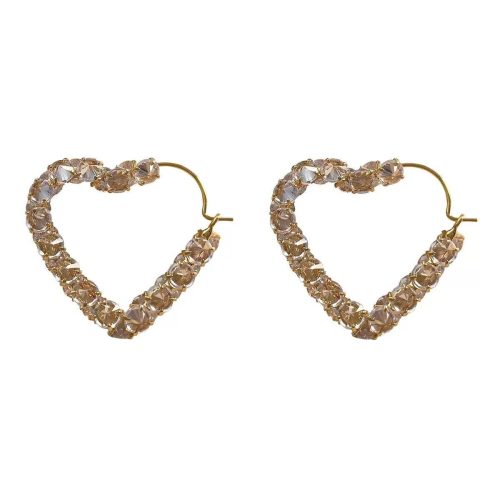 Flashing Love Circle Earrings Peach Heart Popular Niche Design Stud Earrings Light Luxury High-end Earrings