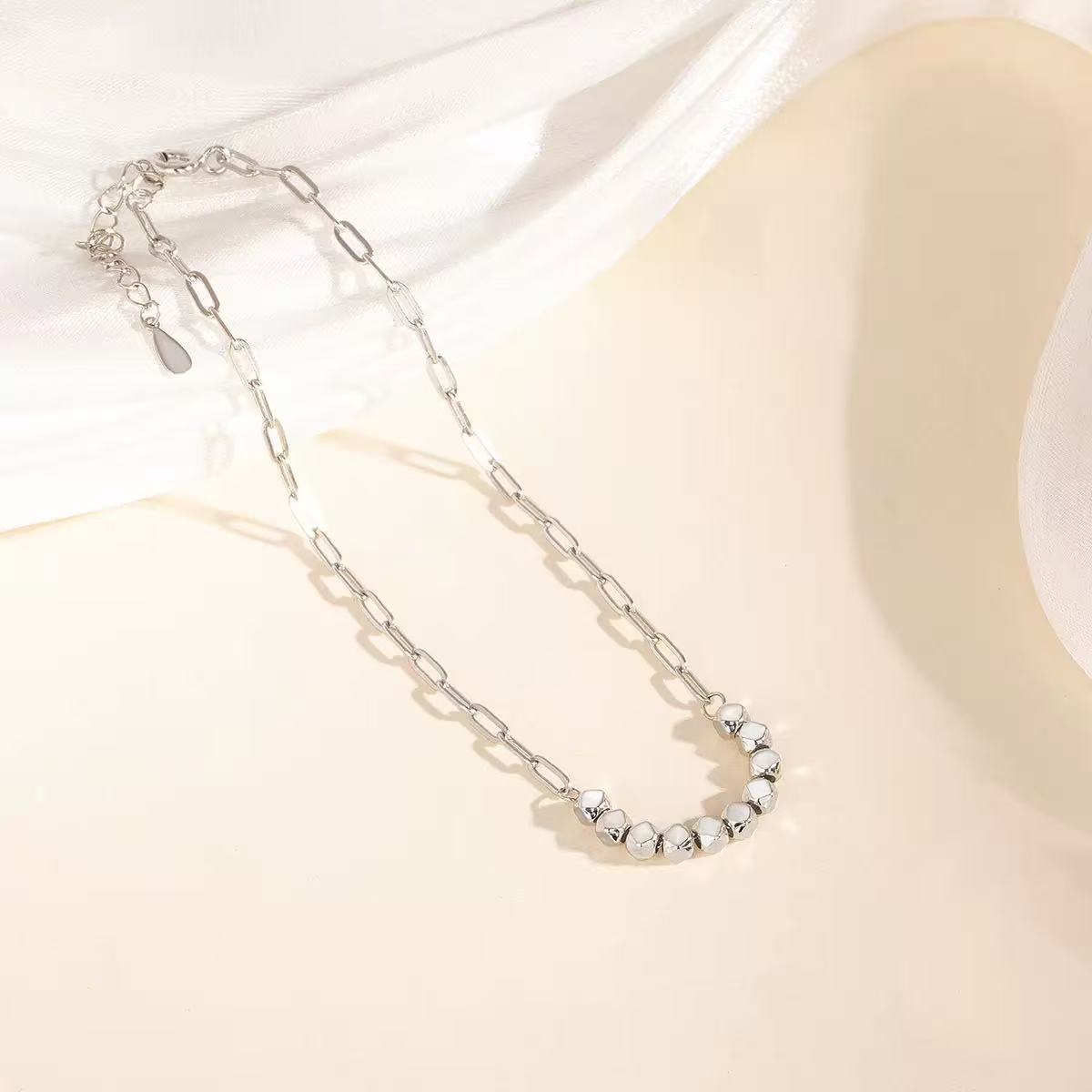 Broken Silver Anklet-S925 Sterling Silver Irregular Silver Grains Bosnian Style Foot Bare Chain Summer Beach Matching Artifacts