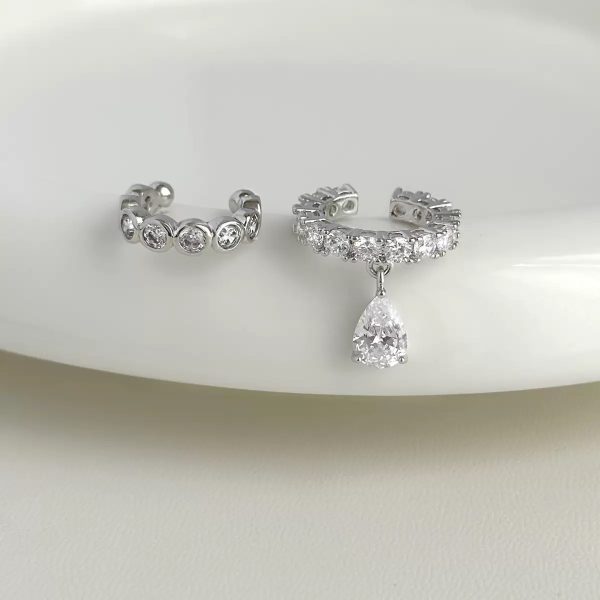 AB Water Drop Ear Bone Clip-no Ear Hole Ear Clip Artifact s925 Silver Inlaid With Zircon Patented Anti-slip Structure